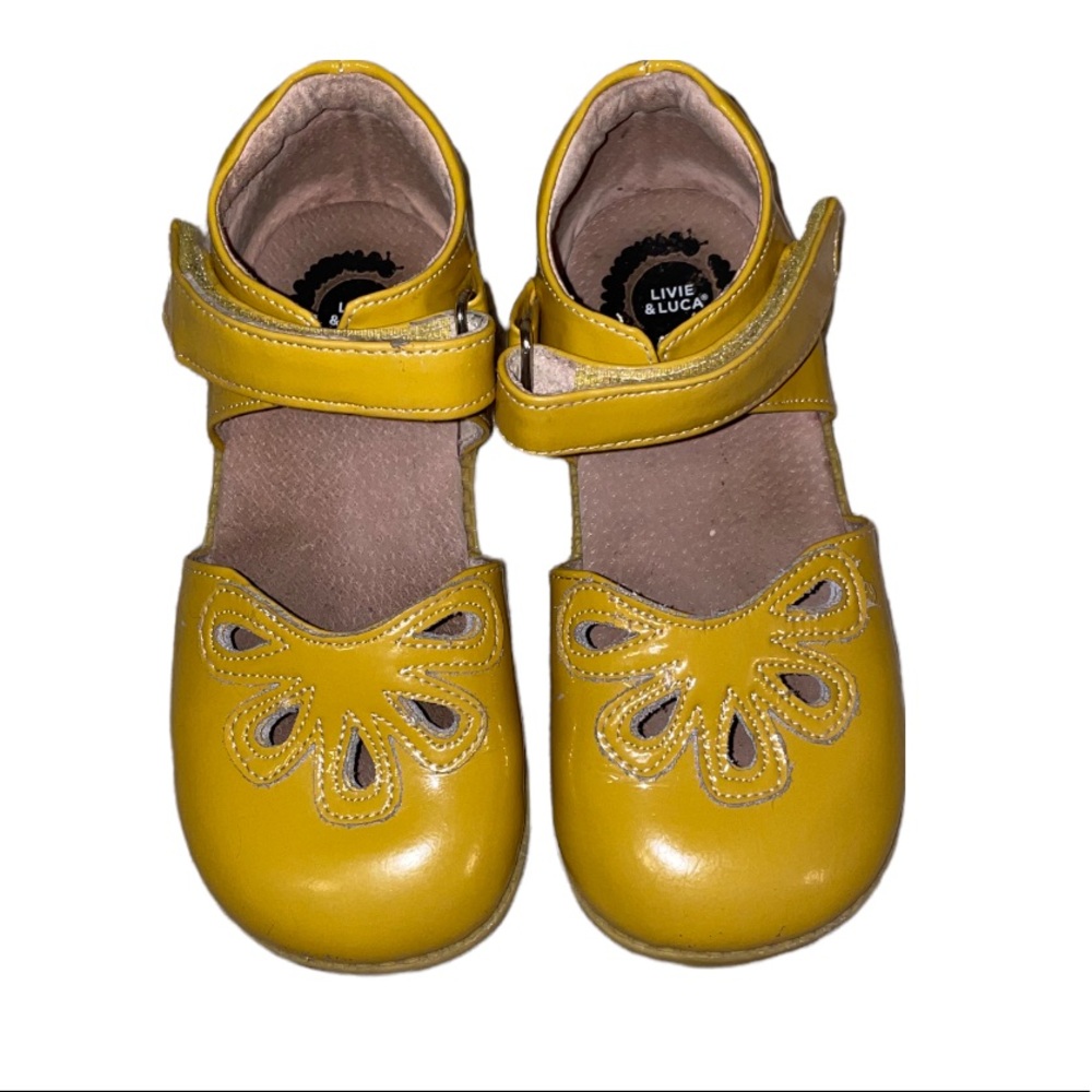 Livie & Luca Petal Patent Leather Mustard Yellow